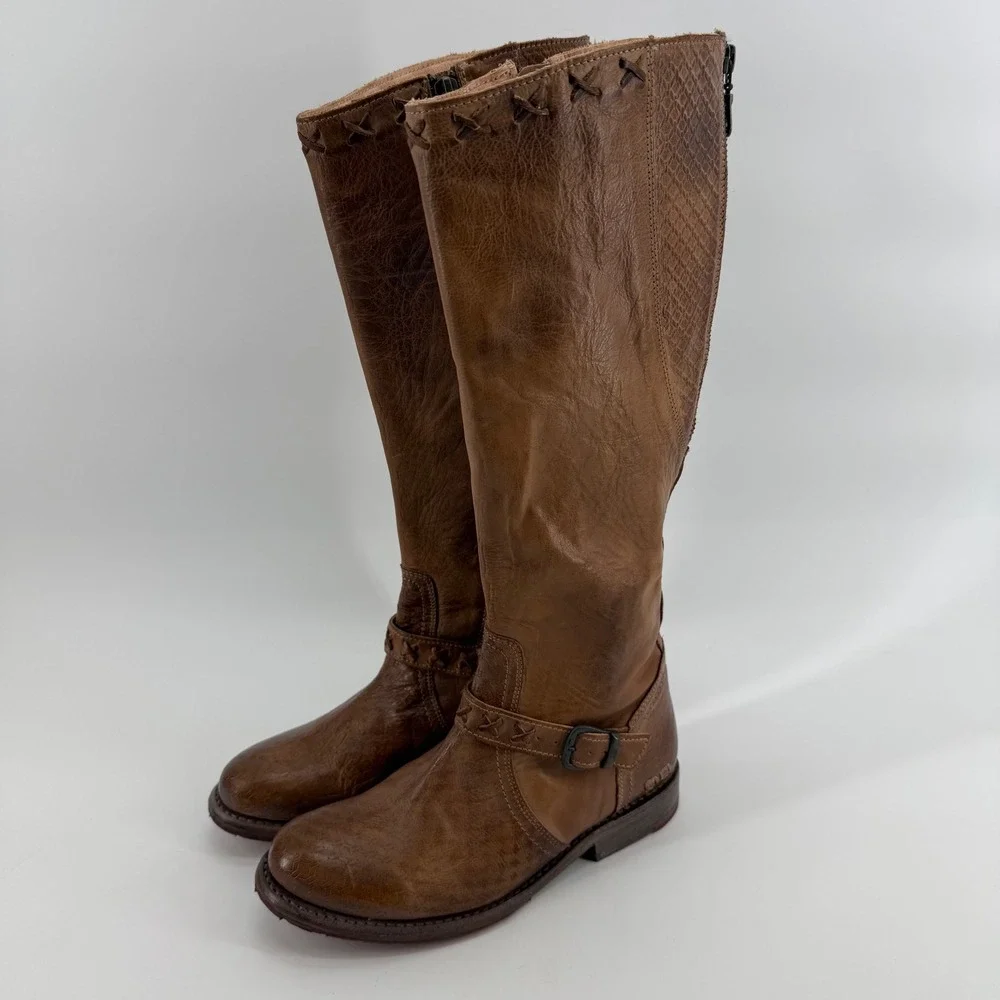 Bed‎ Stu Cobbler Series Distressed Riding Boots Womens 7 Brown Leather Tall